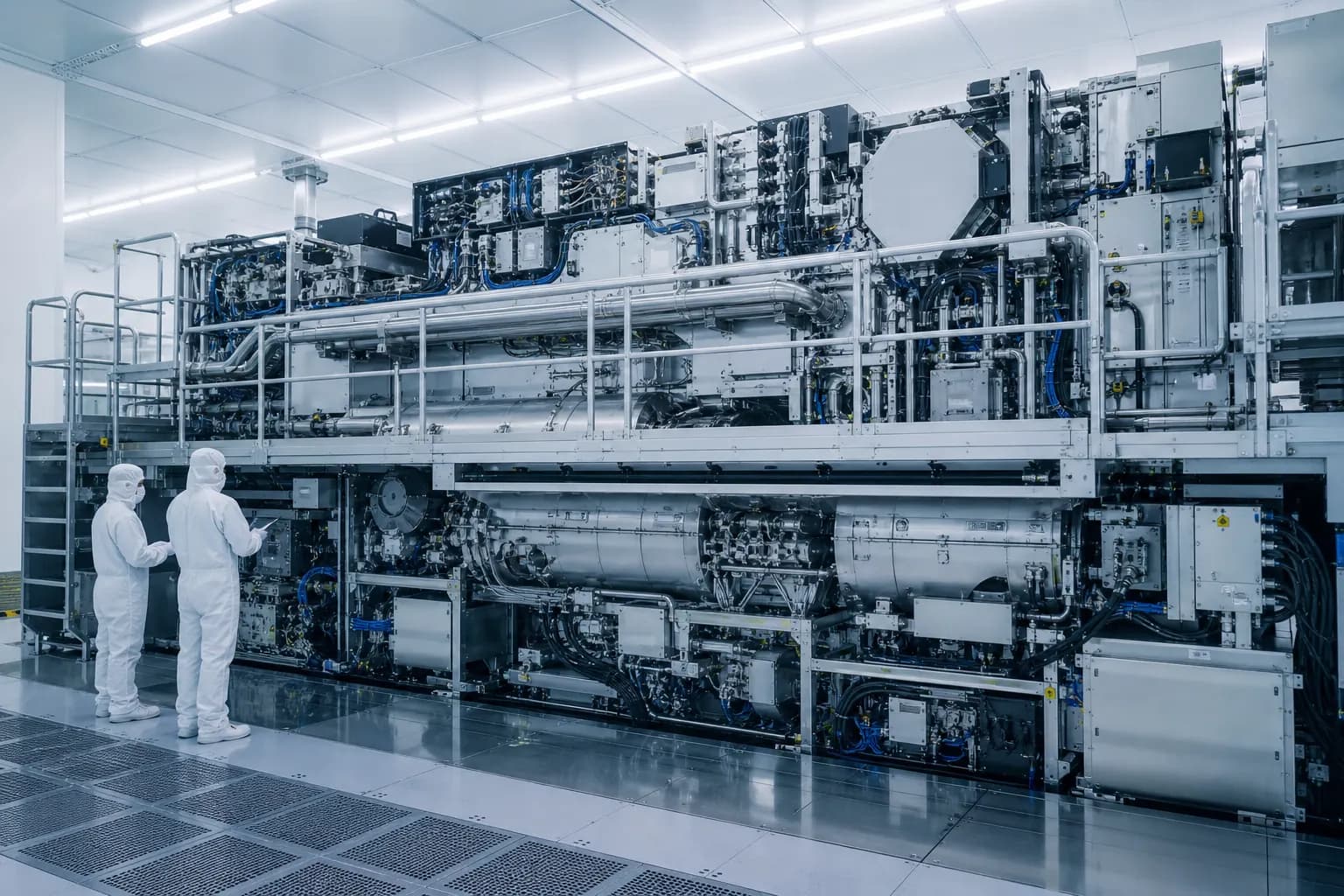 Large EUV lithography scanner inside a semiconductor cleanroom